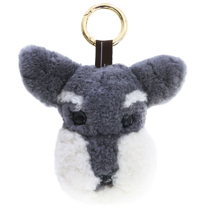 Real Wool Puppy Keychain Cute Plush Dog Key Ring Bag Charm