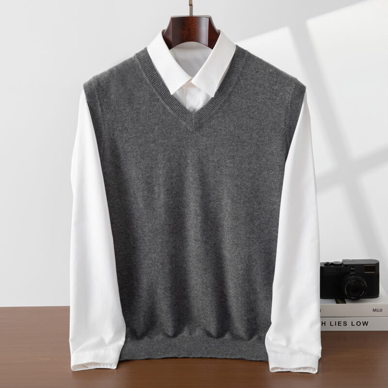 Men's Classic 100% Cashmere V-Neck Sweater Vest
