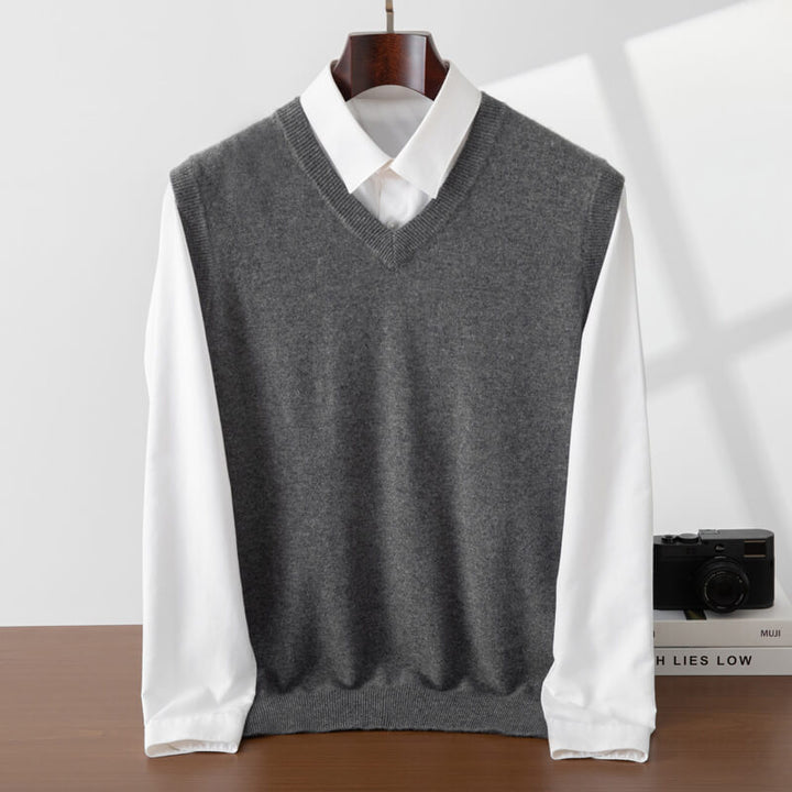 Men's Classic 100% Cashmere V-Neck Sweater Vest