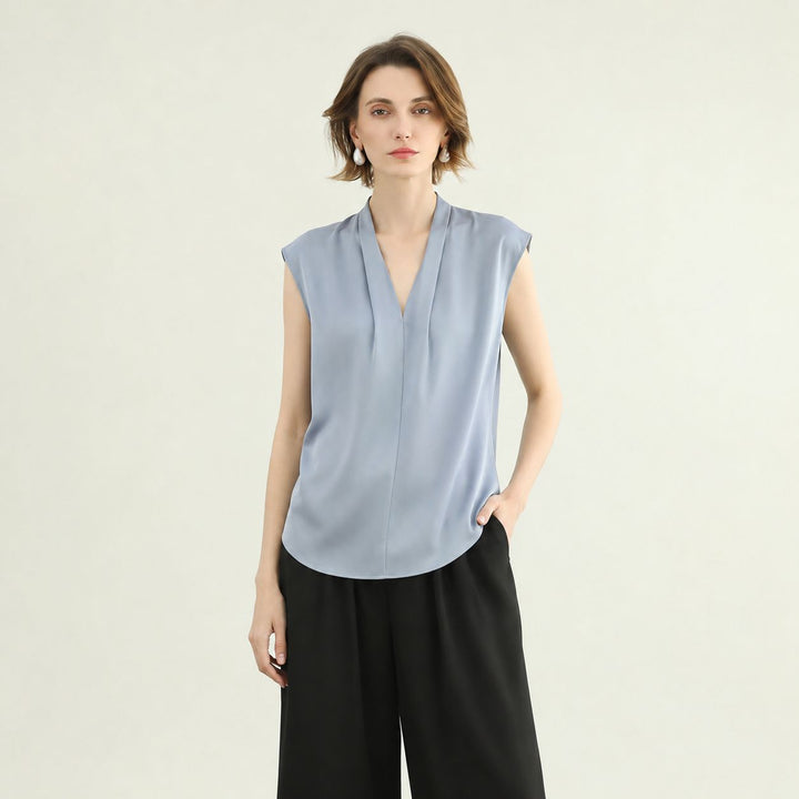 Women's Mulberry Silk Sleeveless V-Neck Blouse