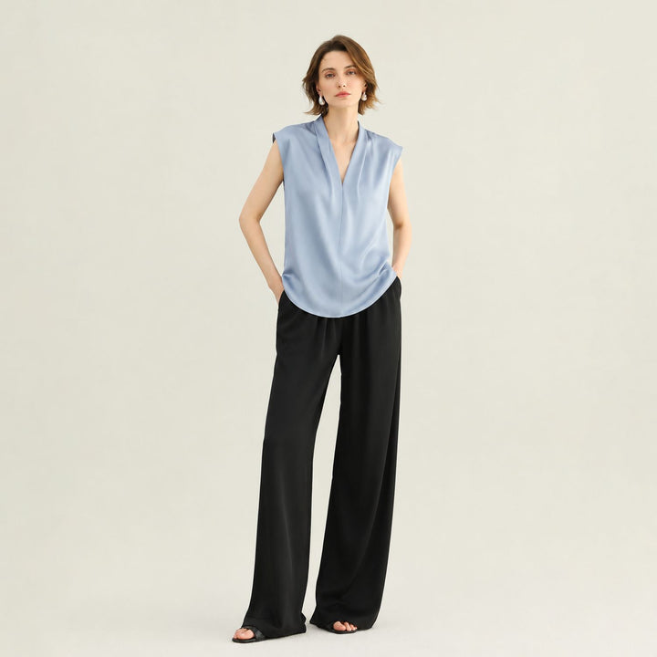 Women's Mulberry Silk Sleeveless V-Neck Blouse