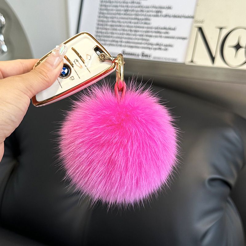 Genuine Fox Fur Pom-Pom Keychain Luxury Fluffy Fur Ball Bag Charm