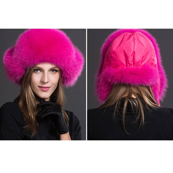 Real Fox Fur Trapper Hats for Women Winter Outdoor Cold Weather Fluffy Fuzzy Furry Genuine Fur Hats