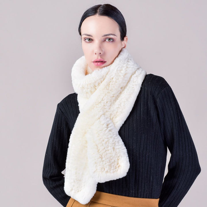 Real Rabbit Fur Scarf Women Winter Soft Warm Fashion Long Scarves