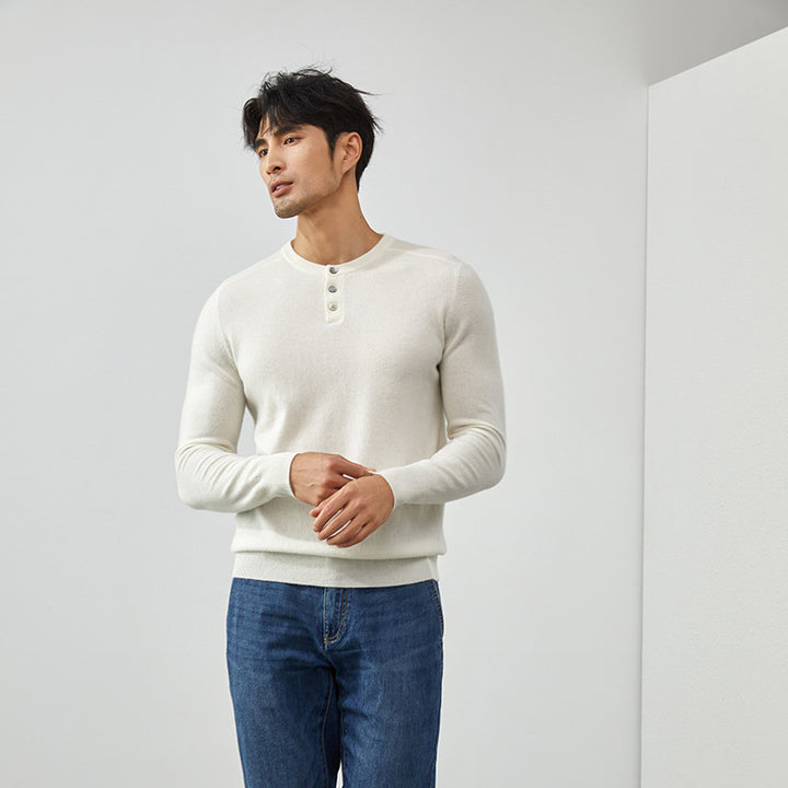 Men's Premium 100% Cashmere Henley Sweater