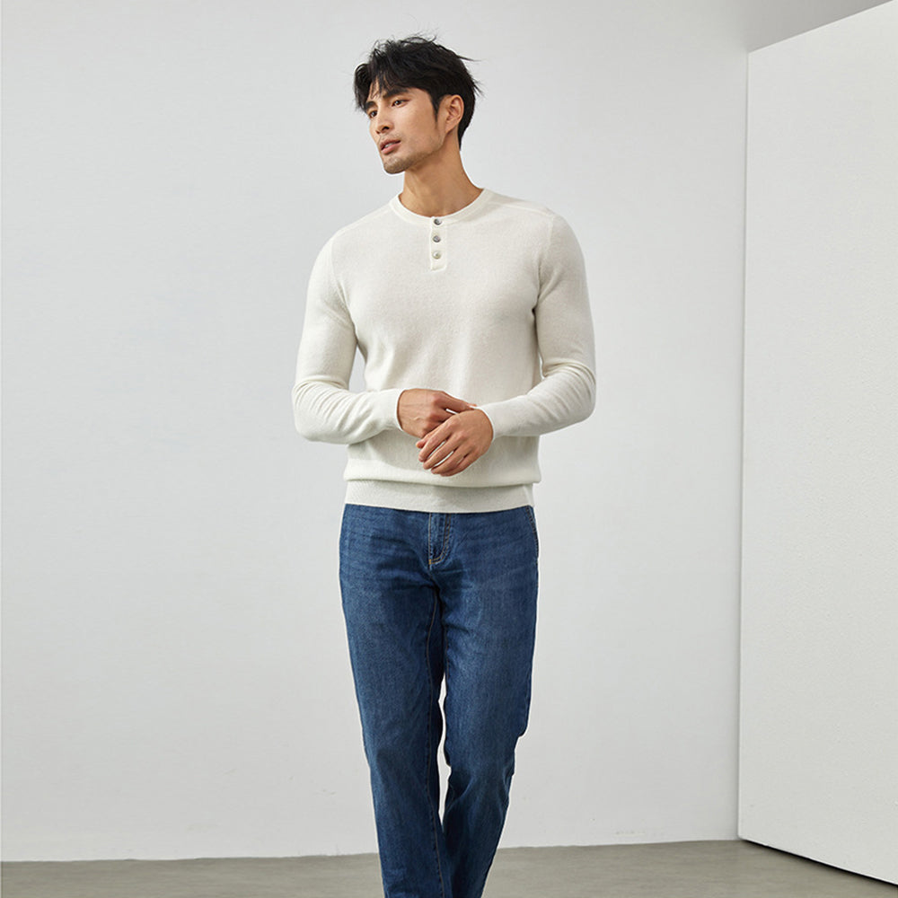 Men's Premium 100% Cashmere Henley Sweater