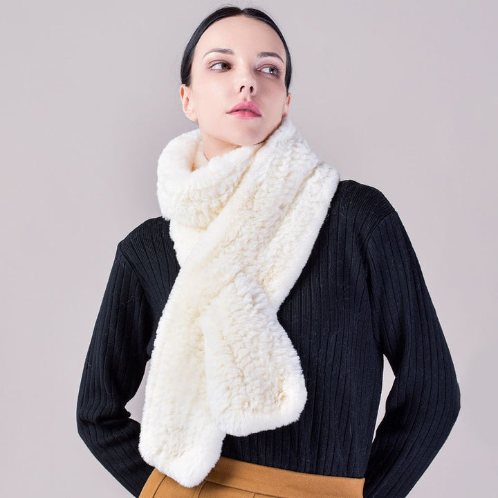 Real Rabbit Fur Scarf Women Winter Soft Warm Fashion Long Scarves