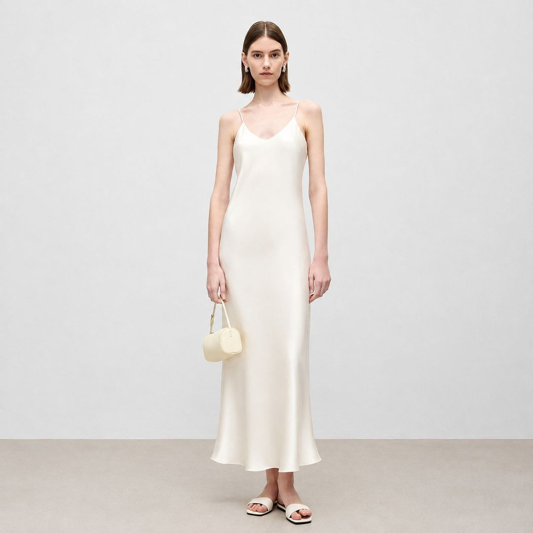 Mulberry Silk V-Neck Long Slip Dress