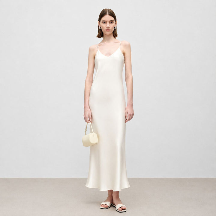 Mulberry Silk V-Neck Long Slip Dress
