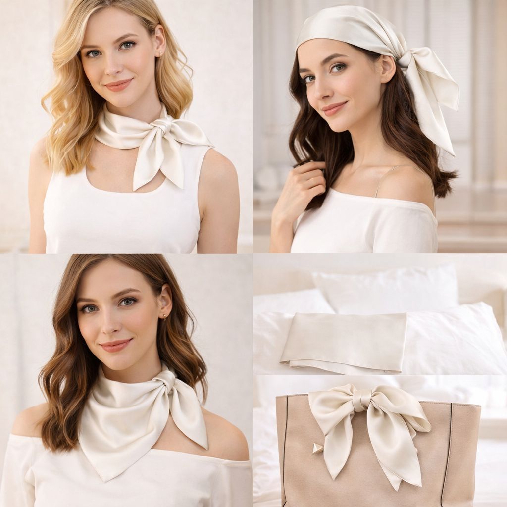 12"-35" Classic Solid Color 100% Mulberry Silk Square Scarves