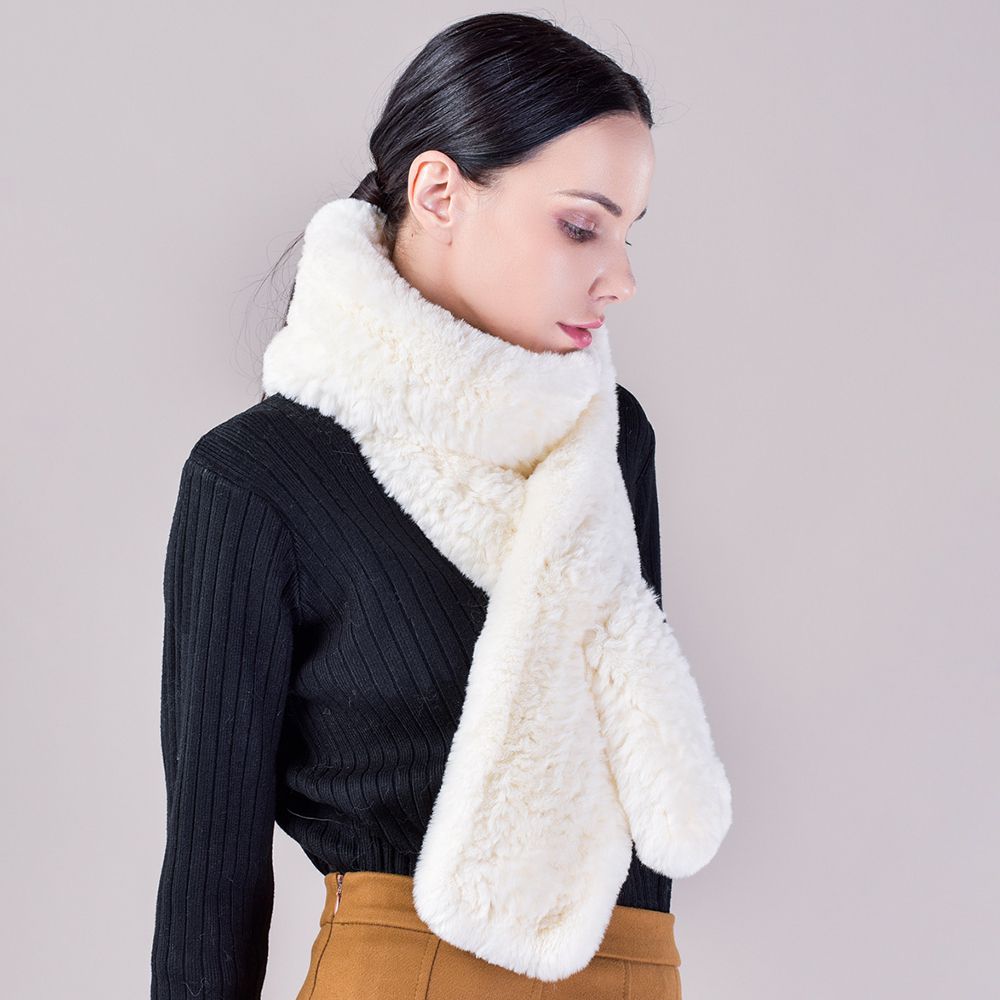 Real Rabbit Fur Scarf Women Winter Soft Warm Fashion Long Scarves