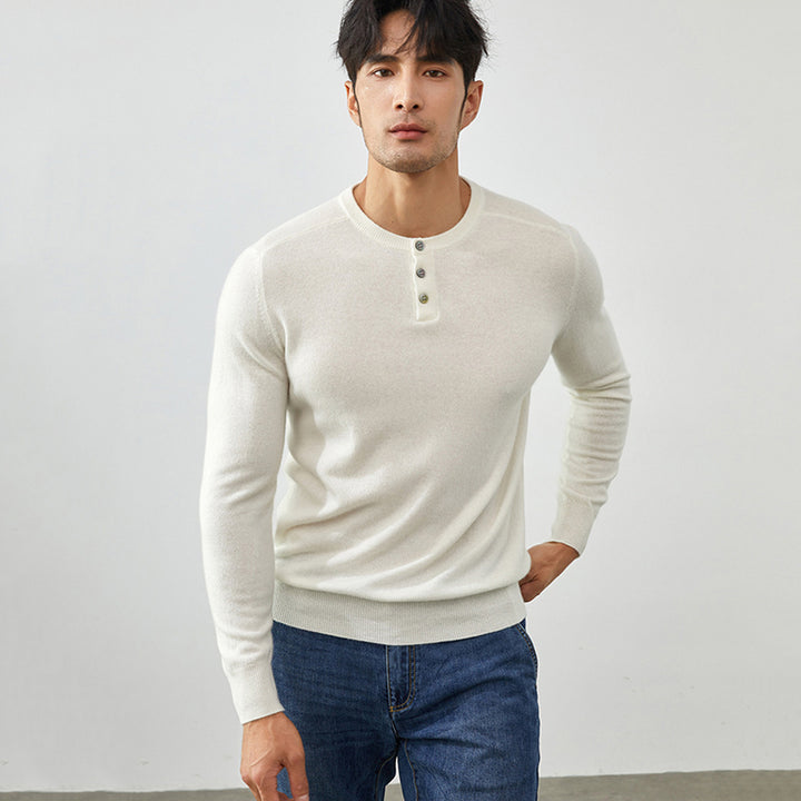 Men's Premium 100% Cashmere Henley Sweater