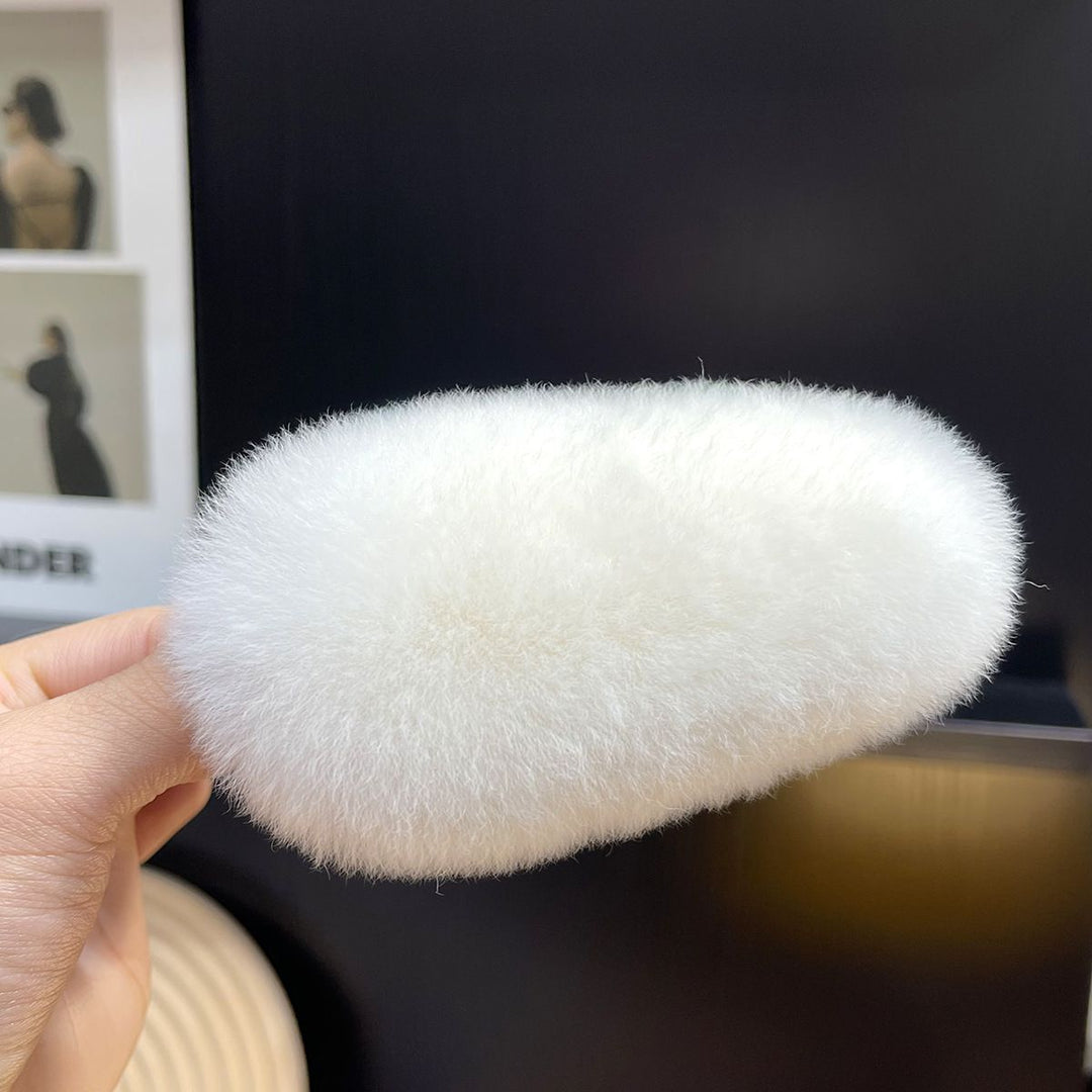 Soft Fluffy Oval Rabbit Fur Alligator Clip
