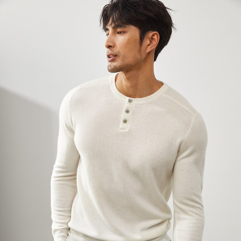 Men's Premium 100% Cashmere Henley Sweater