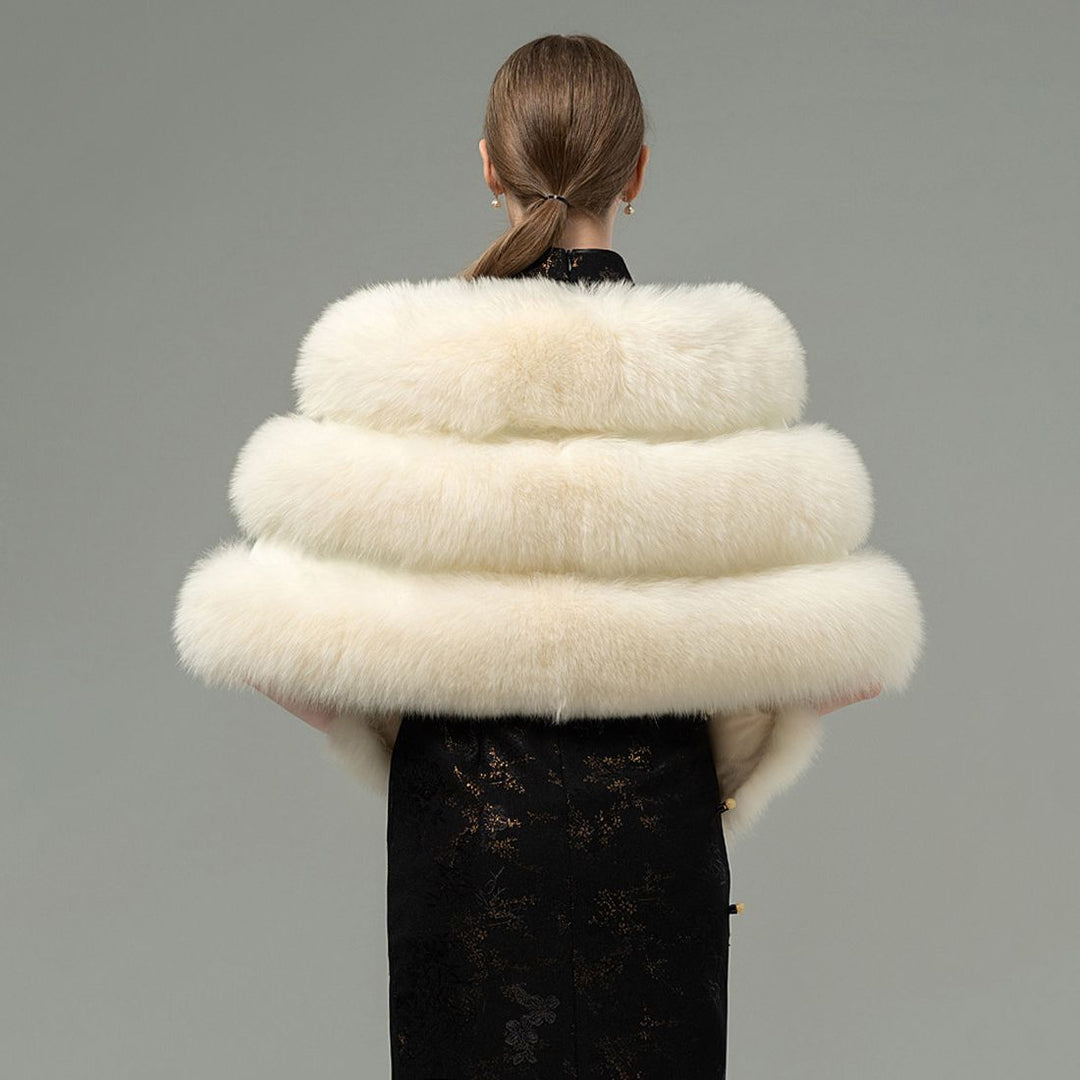 Oversized Women's Luxurious Genuine Fox Fur Shawl Wrap Stole Cape For Evening Dress Wedding Party