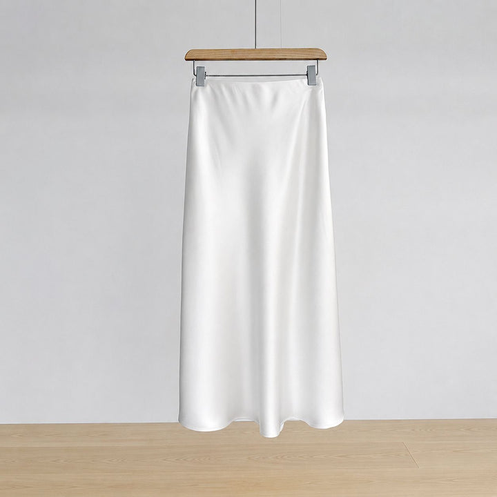 22 Momme Mulberry Charmeuse Silk Midi Skirt with Side Slit