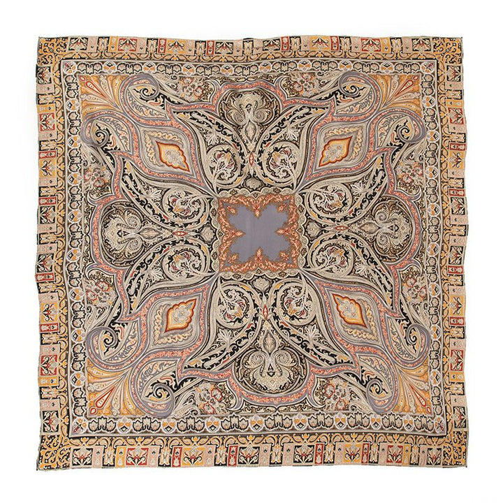 41" x 41" Classic Bloom Floral Paisley Butterfly Vintage Printed 100% Mulberry Silk Charmeuse Square Scarf