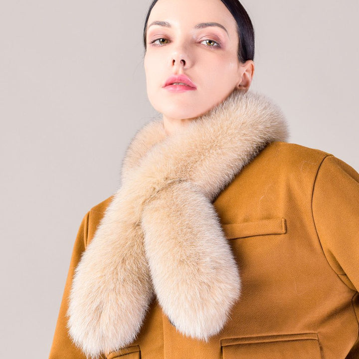 Women’s Real Fox Fur Scarf Winter Fluffy Soft Collar Wrap for Coats & Jackets