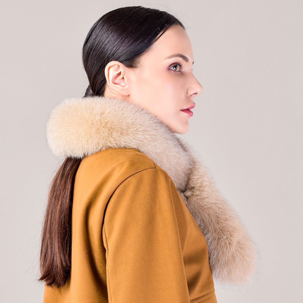 Women’s Real Fox Fur Scarf Winter Fluffy Soft Collar Wrap for Coats & Jackets