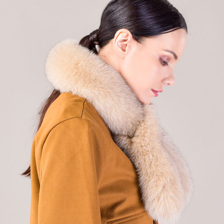 Women’s Real Fox Fur Scarf Winter Fluffy Soft Collar Wrap for Coats & Jackets