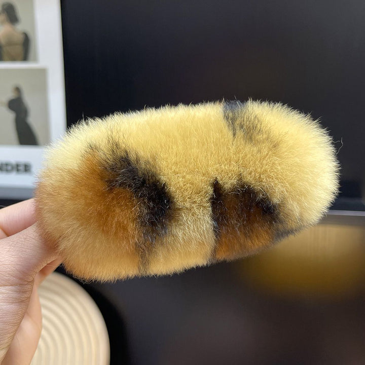 Soft Fluffy Oval Rabbit Fur Alligator Clip