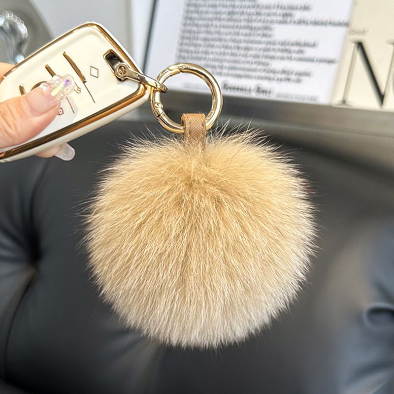 Genuine Fox Fur Pom-Pom Keychain Luxury Fluffy Fur Ball Bag Charm