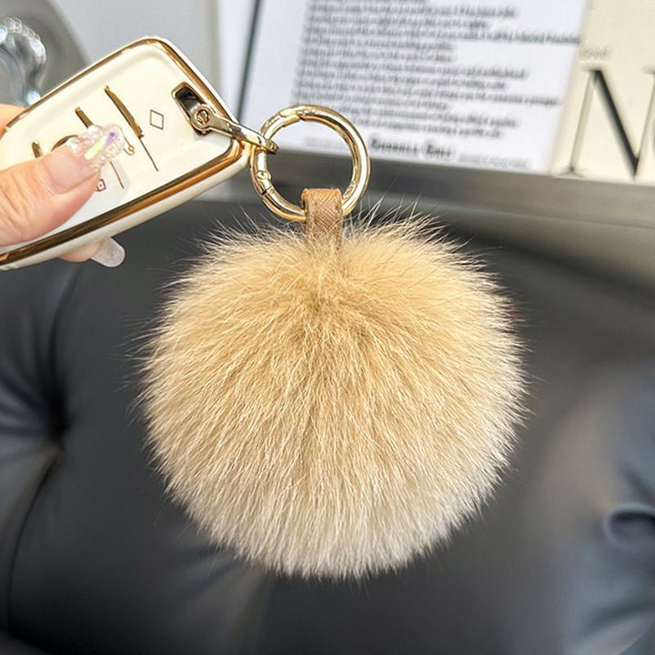 Genuine Fox Fur Pom-Pom Keychain Luxury Fluffy Fur Ball Bag Charm