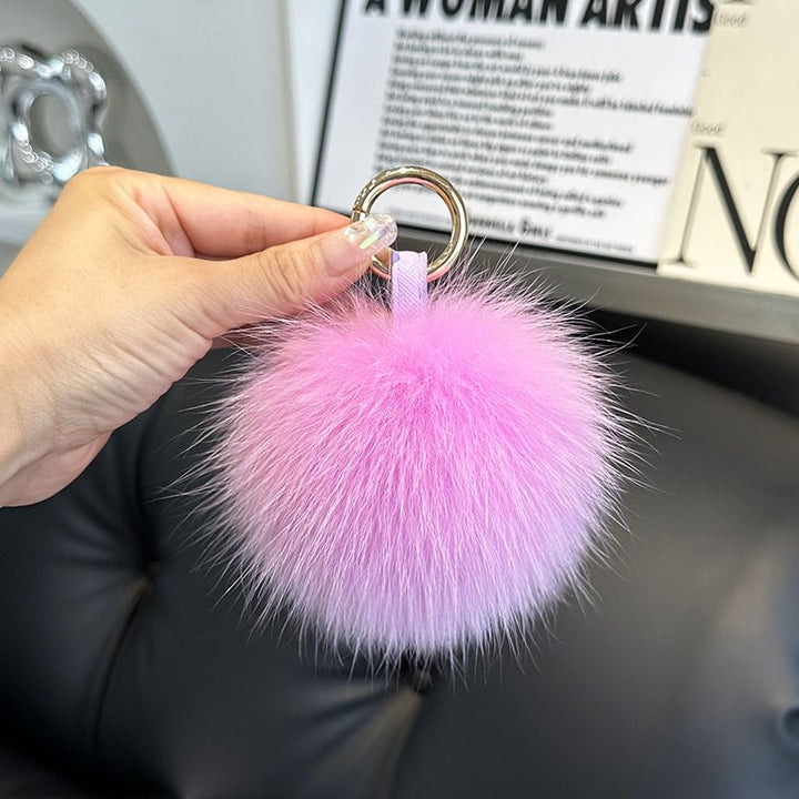Genuine Fox Fur Pom-Pom Keychain Luxury Fluffy Fur Ball Bag Charm
