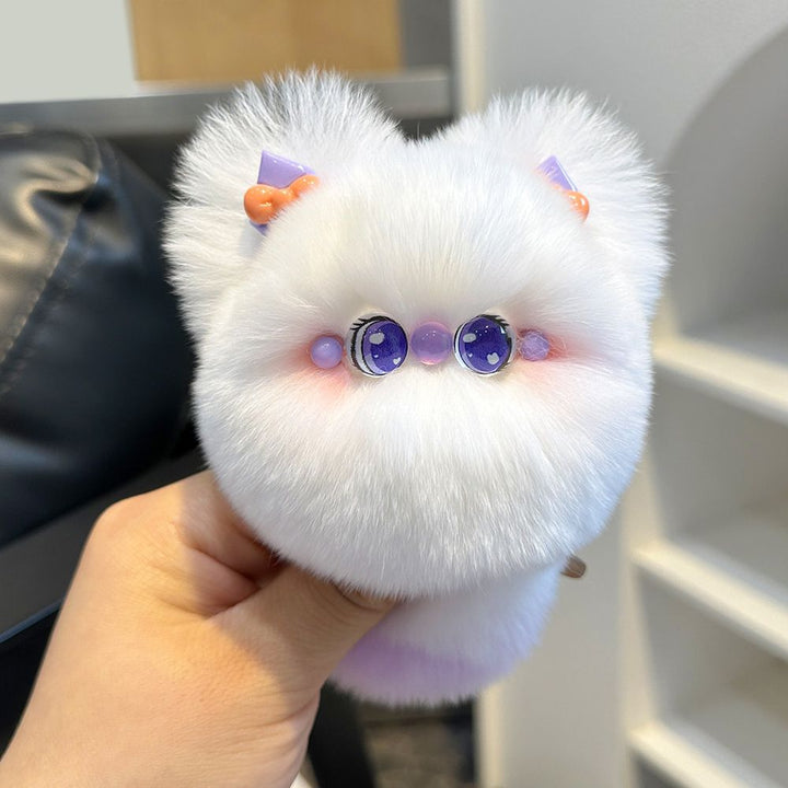 Fluffy Rabbit Fur Cat Keychain Cute Pom Pom Bag Charm Key Ring