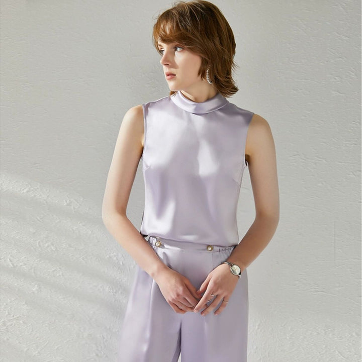 22 Momme High Neck Sleeveless Silk Tank Top for Women