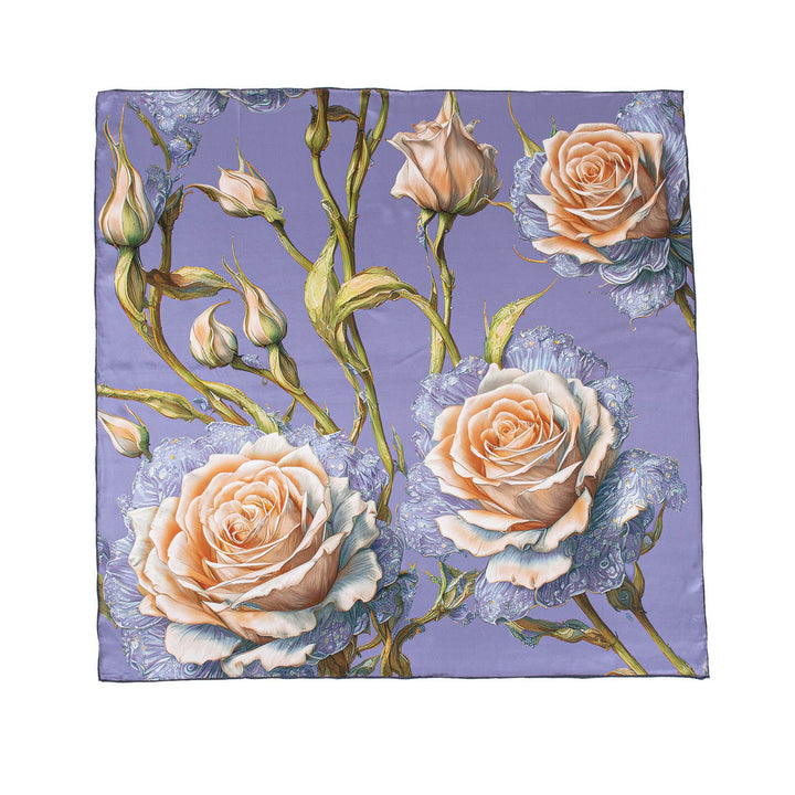 35" x 35" Floral Printed Large Silk Sqaure Scarf Women's Mulberry Silk Head Wrap