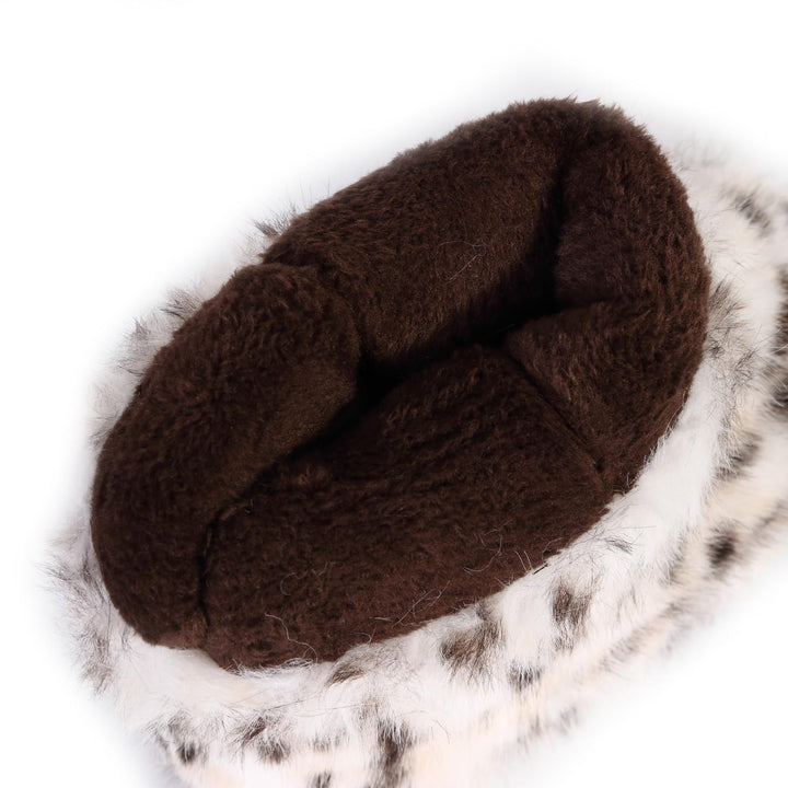 Faux Fox Wolf Leopard Animal Fur Snow Boots for Women Winter Furry Cozy Slip-On Ankle Fur Boots