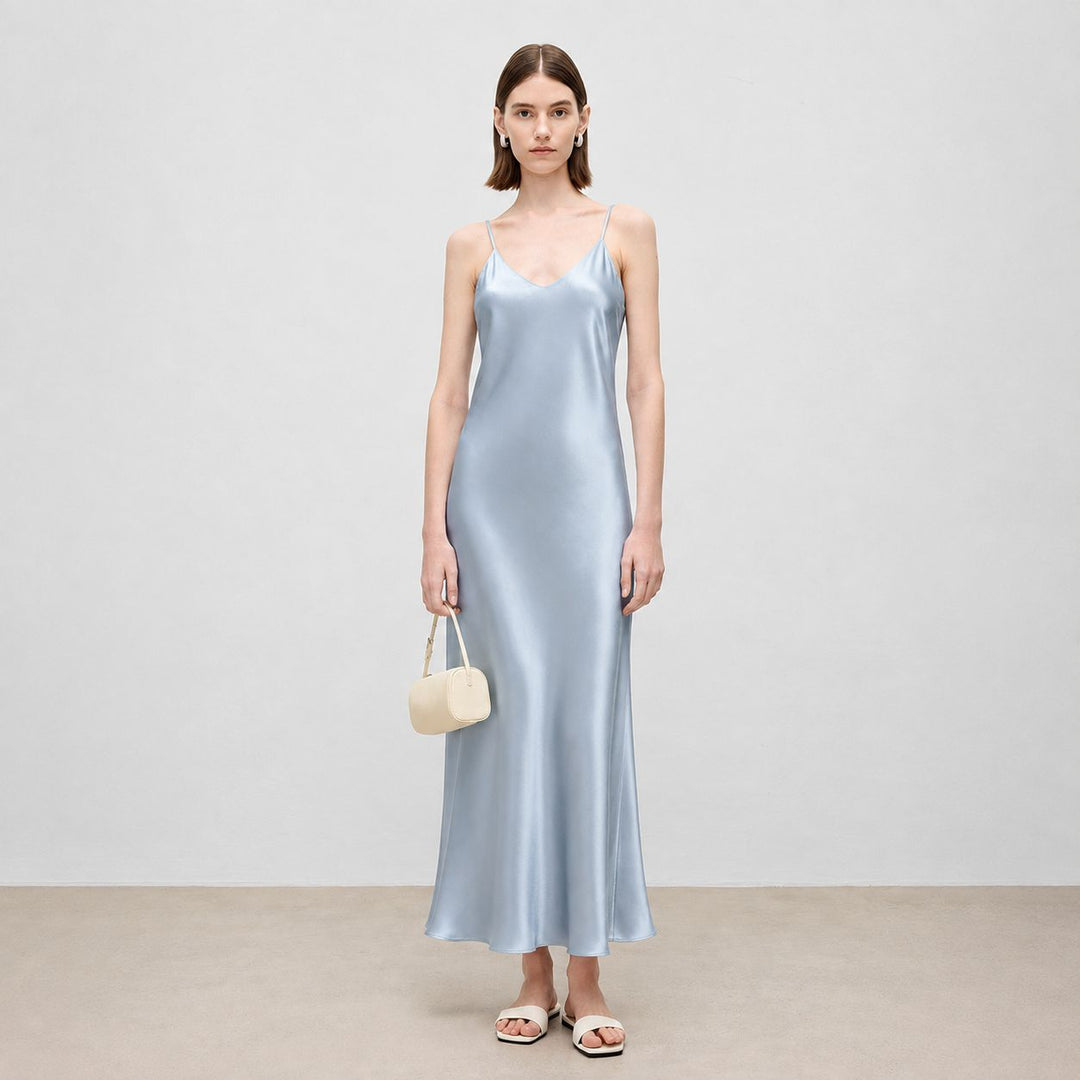 Mulberry Silk V-Neck Long Slip Dress