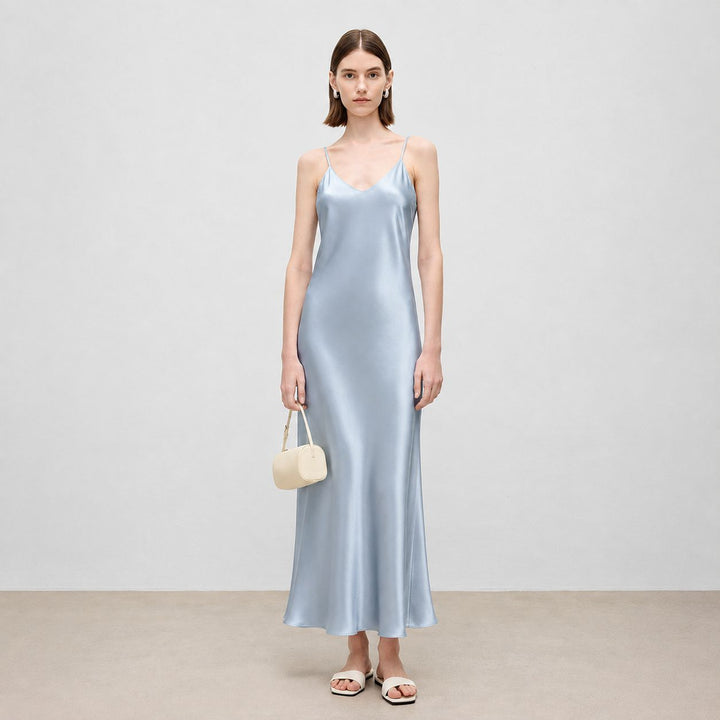 Mulberry Silk V-Neck Long Slip Dress