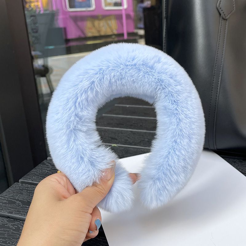 Real Rabbit Fur Headband Women's Soft Plush Leopard Print Hair Accessories