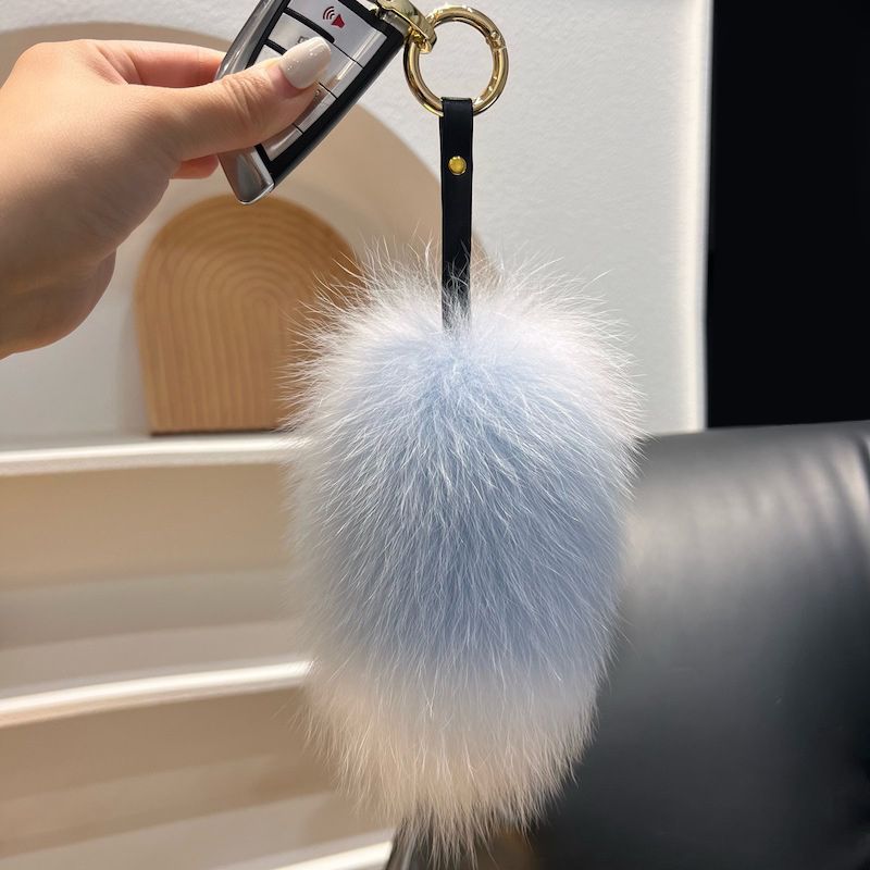 Cute Small Tail Real Fox Fur Keychain Luxury Fluffy Fur Bag Charm