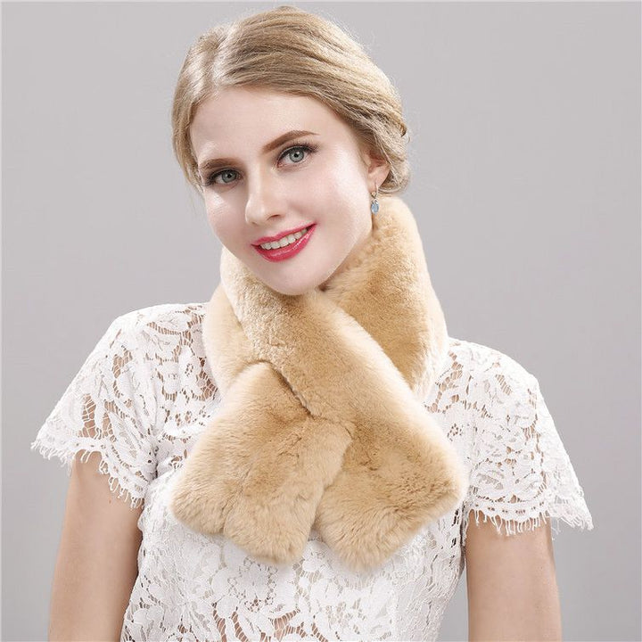Soft Real Rabbit Fur Scarf for Women Warm Winter Collar Wrap
