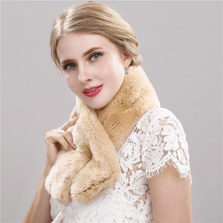 Soft Real Rabbit Fur Scarf for Women Warm Winter Collar Wrap