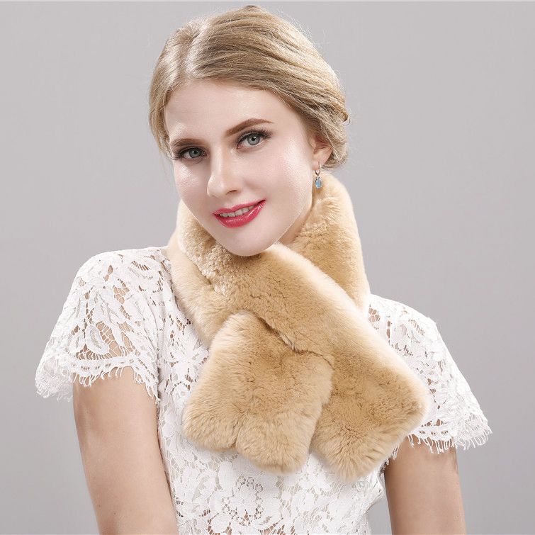 Soft Real Rabbit Fur Scarf for Women Warm Winter Collar Wrap