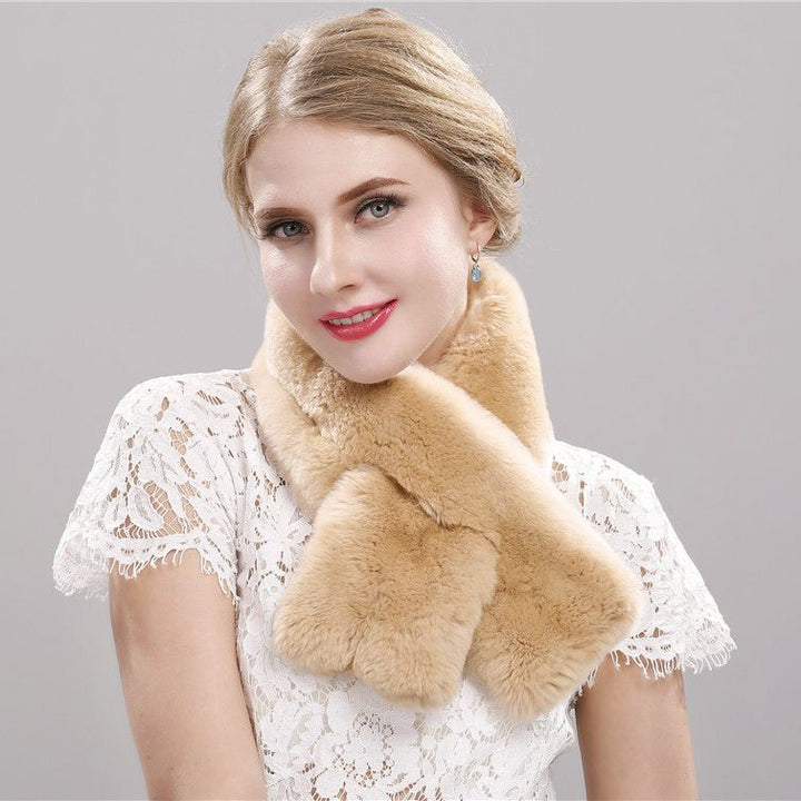 Soft Real Rabbit Fur Scarf for Women Warm Winter Collar Wrap