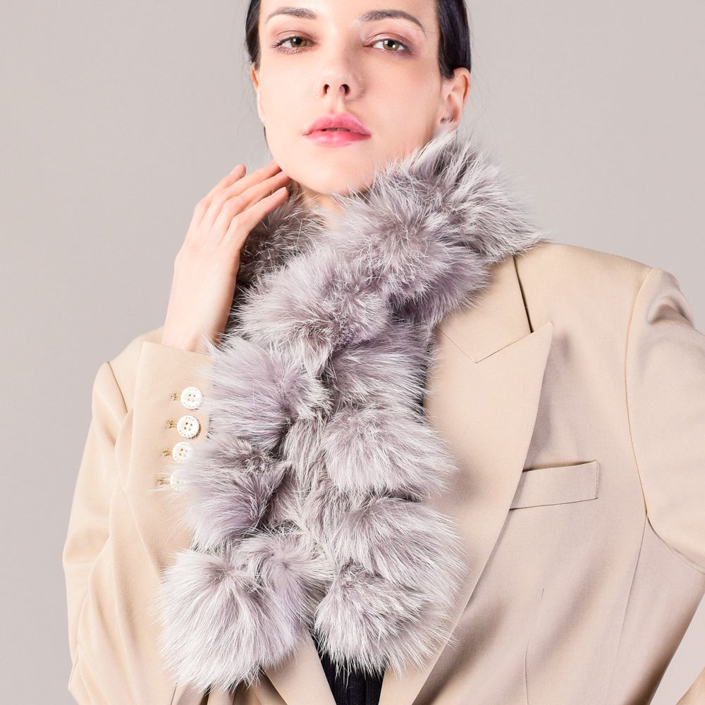 Fluffy Genuine Fox Fur Scarf Women Fashion Winter Warm Neck Wrap