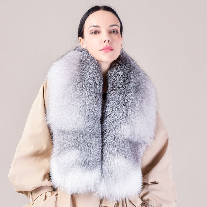 Women's Large Size Real Fox Fur Scarf Winter Luxury Warm Fur Collar