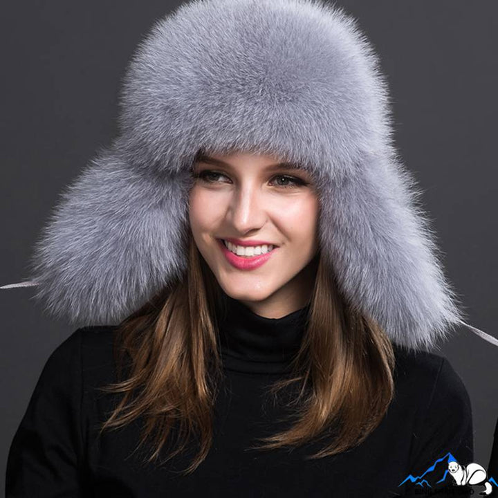 Real Fox Fur Trapper Hats for Women Winter Outdoor Cold Weather Fluffy Fuzzy Furry Genuine Fur Hats