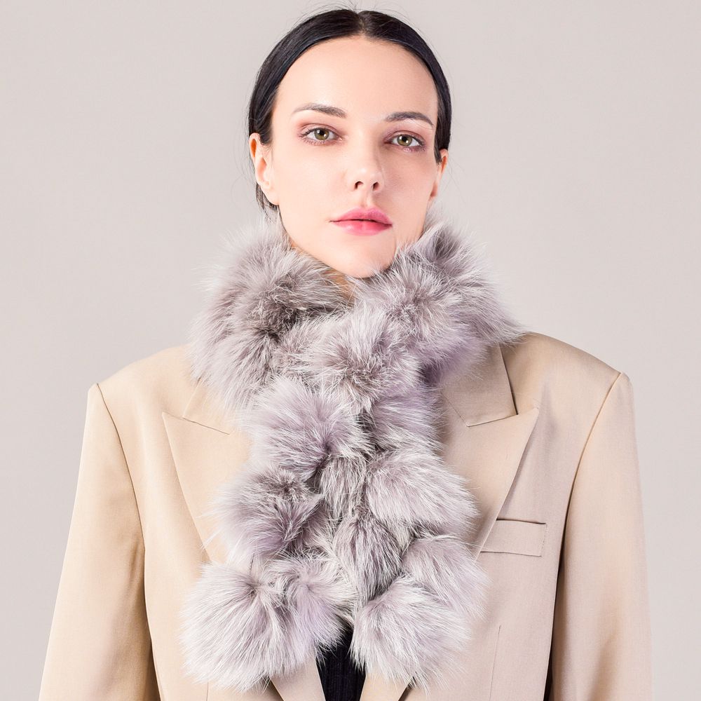 Fluffy Genuine Fox Fur Scarf Women Fashion Winter Warm Neck Wrap