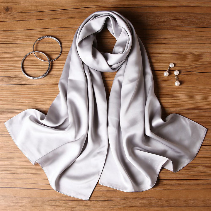 69" x 21" Classic Solid Color 100% Mulberry Silk Long Scarf for Women