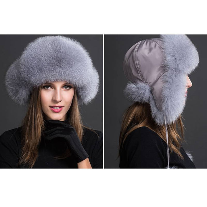 Real Fox Fur Trapper Hats for Women Winter Outdoor Cold Weather Fluffy Fuzzy Furry Genuine Fur Hats