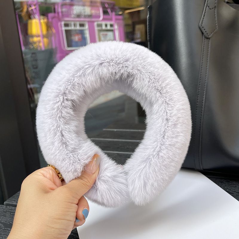 Real Rabbit Fur Headband Women's Soft Plush Leopard Print Hair Accessories
