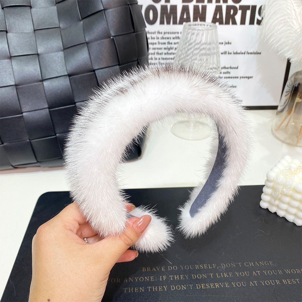 Elegant Real Mink Fur Headband for Women Soft Fuzzy Hairband Hair Accessory