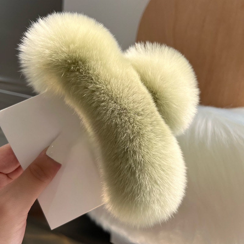 Large Fluffy Rabbit Fur Claw Clip