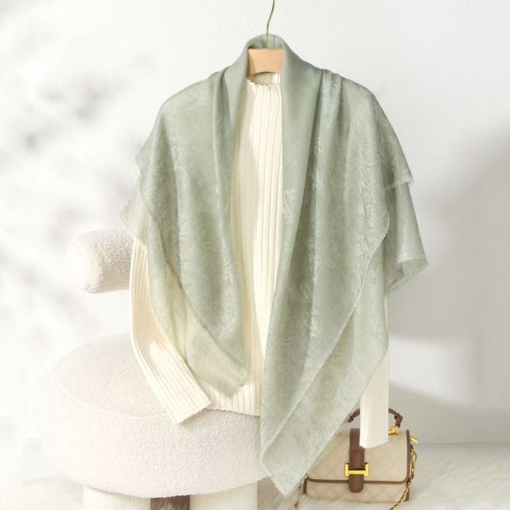 Women Summer Elgant Jacquard Lightweight Cashmere Square Shawl